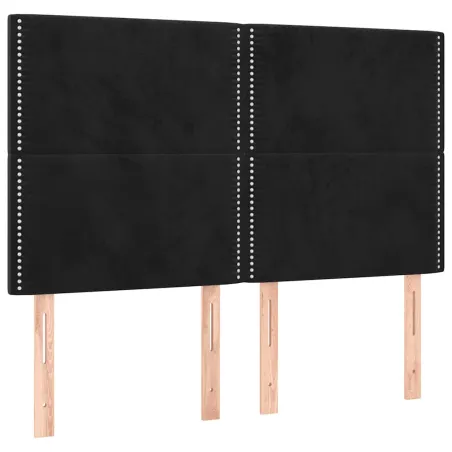 Tête de lit à LED Noir 144x5x118/128 cm Velours