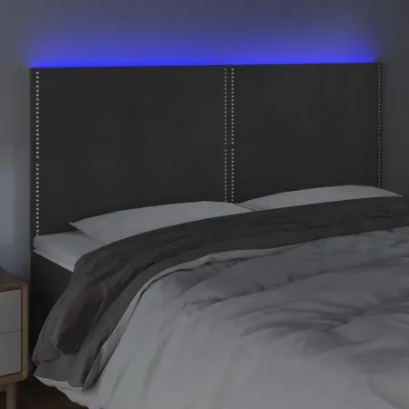 Tête de lit à LED Gris foncé 200x5x118/128 cm Velours