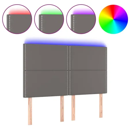 Tête de lit à LED Gris 144x5x118/128 cm Similicuir