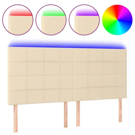 Tête de lit à LED Crème 160x5x118/128 cm Tissu