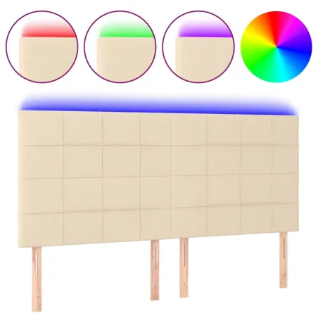 Tête de lit à LED Crème 180x5x118/128 cm Tissu