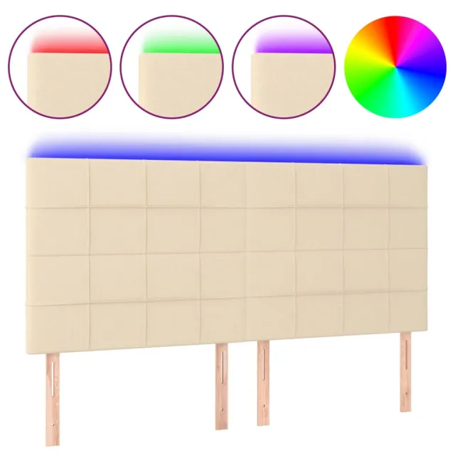 Tête de lit à LED Crème 200x5x118/128 cm Tissu