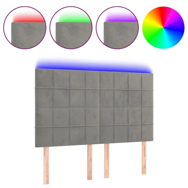 Tête de lit à LED Gris clair 144x5x118/128 cm Velours