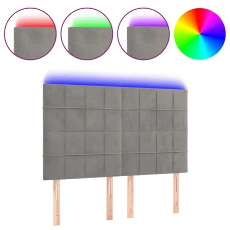 Tête de lit à LED Gris clair 144x5x118/128 cm Velours