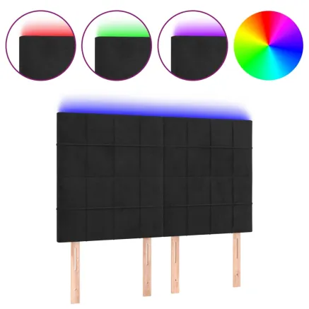 Tête de lit à LED Noir 144x5x118/128 cm Velours 2