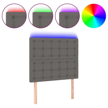 Tête de lit à LED Gris 90x5x118/128 cm Similicuir