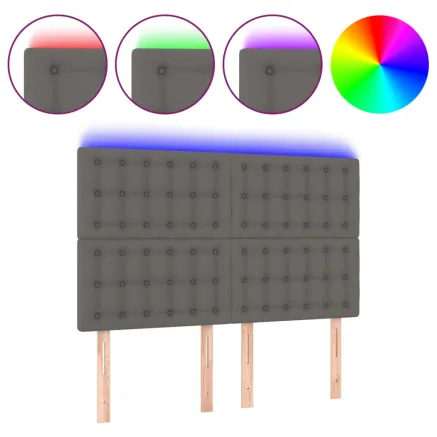 Tête de lit à LED Gris 144x5x118/128 cm Similicuir 2