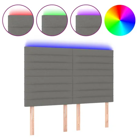 Tête de lit à LED Gris foncé 144x5x118/128 cm Tissu