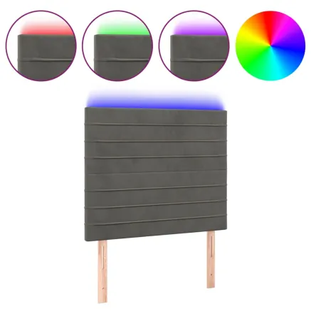 Tête de lit à LED Gris foncé 80x5x118/128 cm Velours 2