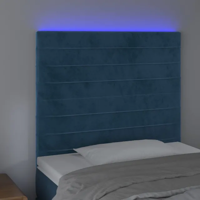 Tête de lit à LED Bleu foncé 90x5x118/128 cm Velours