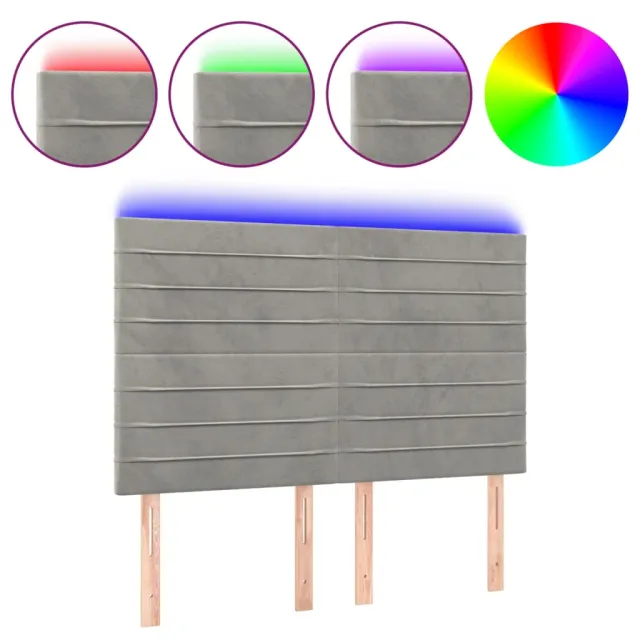 Tête de lit à LED Gris clair 144x5x118/128 cm Velours