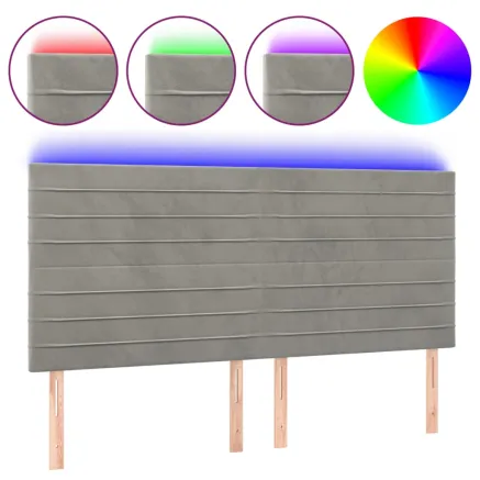 Tête de lit à LED Gris clair 200x5x118/128 cm Velours 2