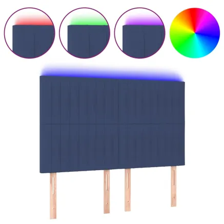 Tête de lit à LED Bleu 144x5x118/128 cm Tissu 2