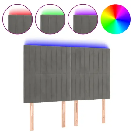Tête de lit à LED Gris clair 144x5x118/128 cm Velours 2