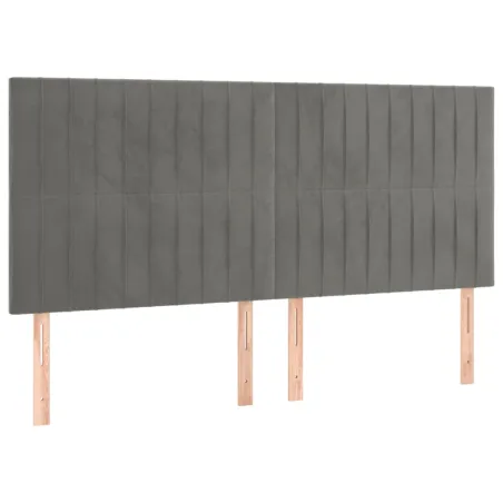 Tête de lit à LED Gris clair 160x5x118/128 cm Velours
