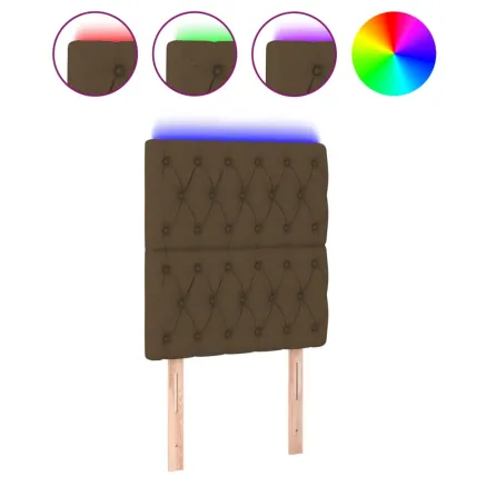 Tête de lit à LED Marron foncé 80x7x118/128 cm Tissu 2