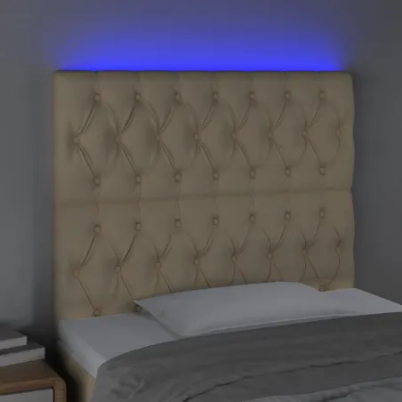 Tête de lit à LED Crème 100x7x118/128 cm Tissu
