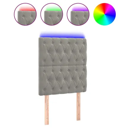 Tête de lit à LED Gris clair 80x7x118/128 cm Velours 2