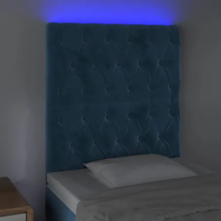 Tête de lit à LED Bleu foncé 80x7x118/128 cm Velours