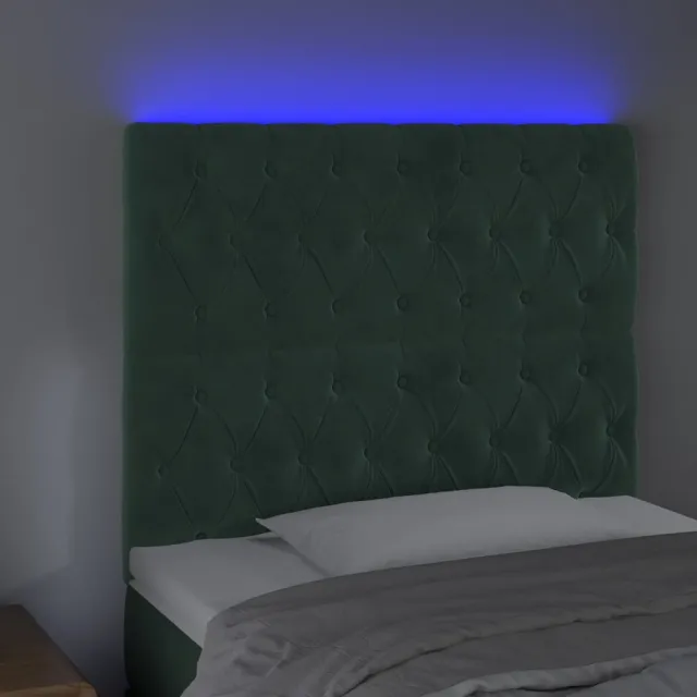 Tête de lit à LED Vert foncé 100x7x118/128 cm Velours