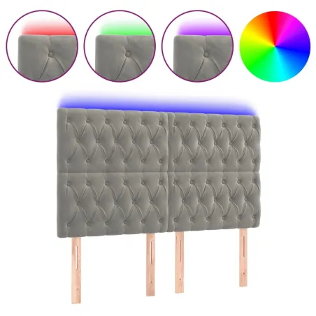 Tête de lit à LED Gris clair 144x7x118/128 cm Velours