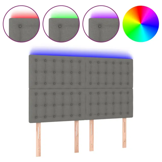 Tête de lit à LED Gris foncé 144x5x118/128 cm Tissu