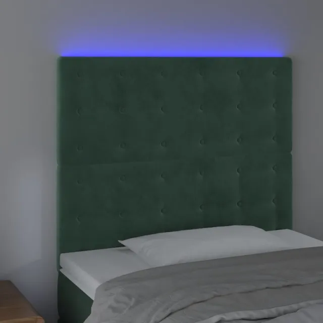 Tête de lit à LED Vert foncé 80x5x118/128 cm Velours