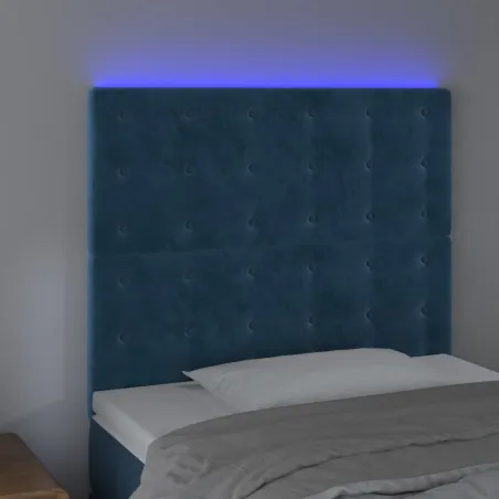 Tête de lit à LED Bleu foncé 80x5x118/128 cm Velours