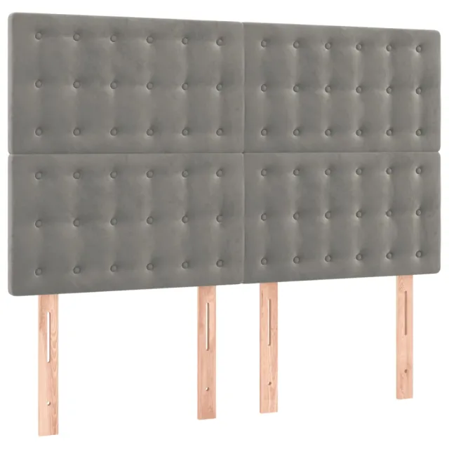 Tête de lit à LED Gris clair 144x5x118/128 cm Velours