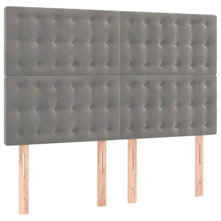 Tête de lit à LED Gris clair 144x5x118/128 cm Velours