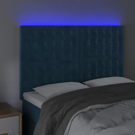 Tête de lit à LED Bleu foncé 144x5x118/128 cm Velours