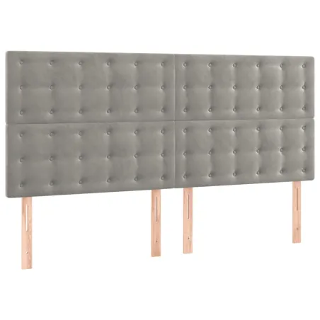 Tête de lit à LED Gris clair 180x5x118/128 cm Velours