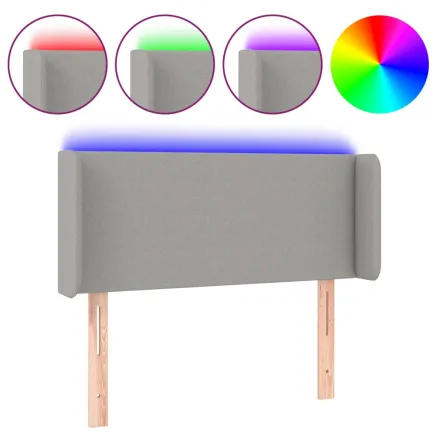 Tête de lit à LED Gris clair 103x16x78/88 cm Tissu 2