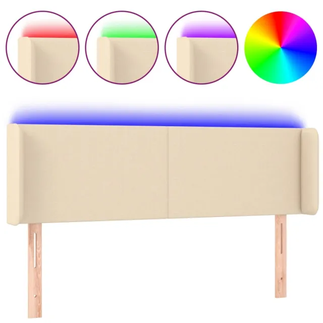 Tête de lit à LED Crème 147x16x78/88 cm Tissu