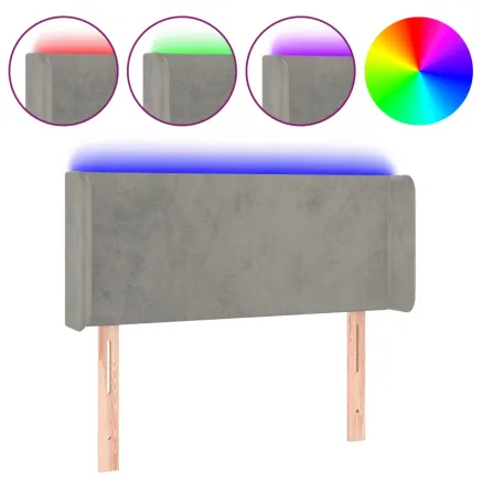 Tête de lit à LED Gris clair 93x16x78/88 cm Velours 2
