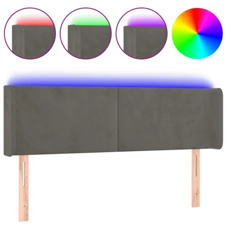 Tête de lit à LED Gris foncé 147x16x78/88 cm Velours