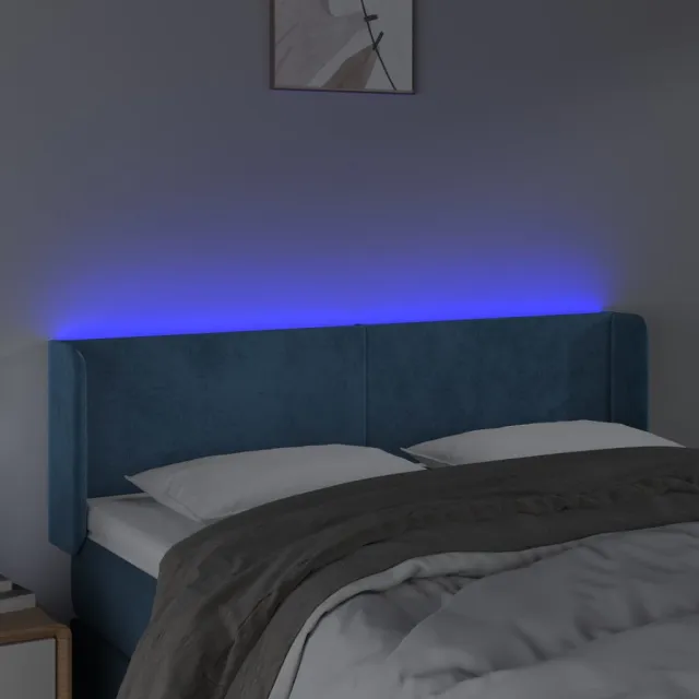 Tête de lit à LED Bleu foncé 147x16x78/88 cm Velours