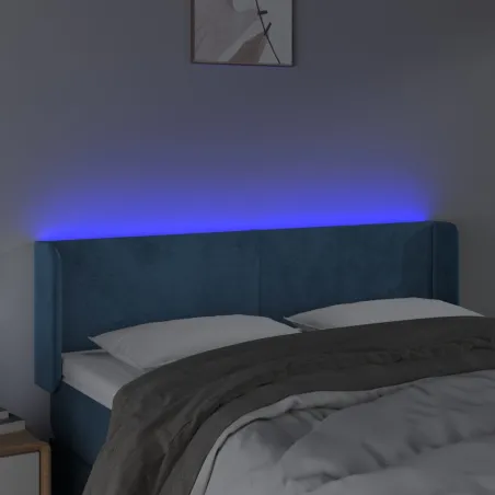 Tête de lit à LED Bleu foncé 147x16x78/88 cm Velours