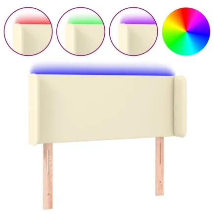 Tête de lit à LED Crème 93x16x78/88 cm Similicuir 2