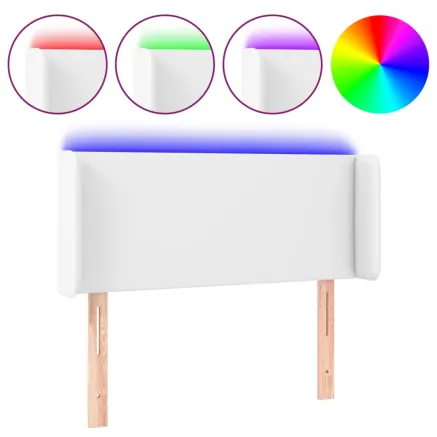 Tête de lit à LED Blanc 103x16x78/88 cm Similicuir 2