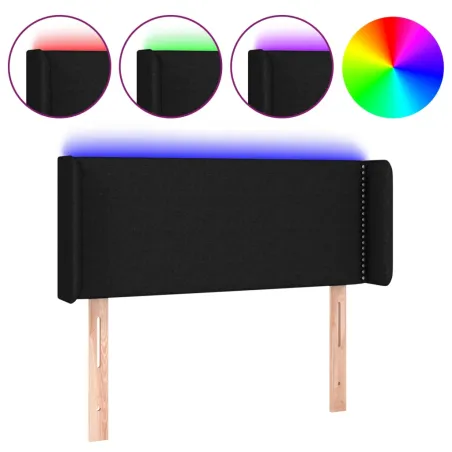 Tête de lit à LED Noir 93x16x78/88 cm Tissu