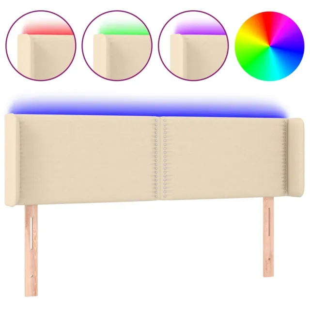 Tête de lit à LED Crème 147x16x78/88 cm Tissu
