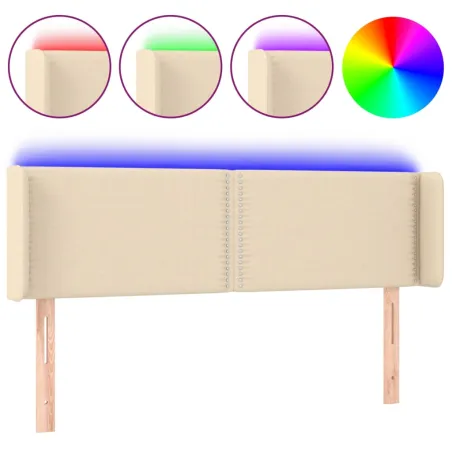 Tête de lit à LED Crème 147x16x78/88 cm Tissu
