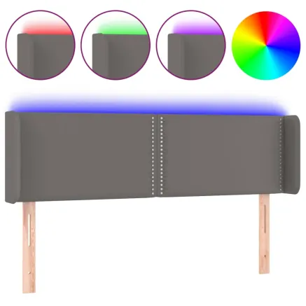 Tête de lit à LED Gris 147x16x78/88 cm Similicuir 2