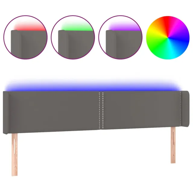 Tête de lit à LED Gris 183x16x78/88 cm Similicuir