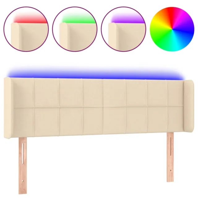 Tête de lit à LED Crème 147x16x78/88 cm Tissu