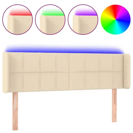 Tête de lit à LED Crème 147x16x78/88 cm Tissu