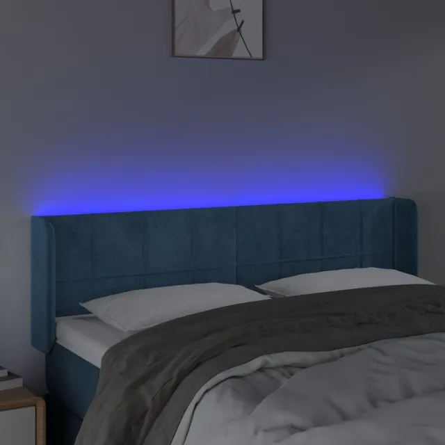 Tête de lit à LED Bleu foncé 147x16x78/88 cm Velours