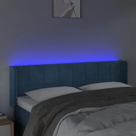 Tête de lit à LED Bleu foncé 147x16x78/88 cm Velours