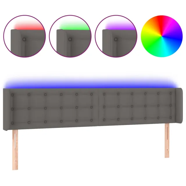Tête de lit à LED Gris 163x16x78/88 cm Similicuir